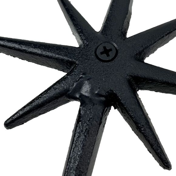 Set of 2 Black Finish Cast Iron 8-Pointed Atomic Starburst Wall Hooks - Picture 6 of 6